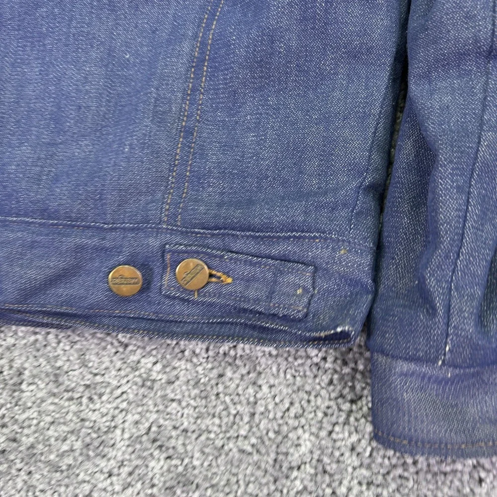 Vintage Wrangler Jacket Kids 10 Blue Denim Sherpa Lined Corduroy Collar Trucker